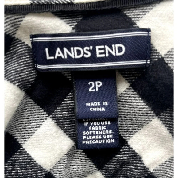 Lands' End Black & White Plaid Flannel Button Down Top 2P - Picture 4 of 4